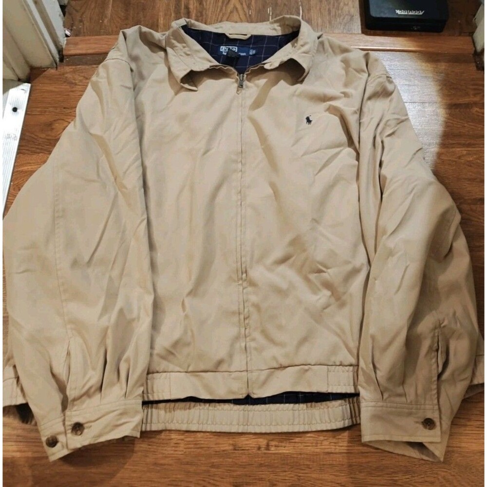 Polo Ralph Lauren Jacket Mens 3XB Beige Harrington Windbreaker Flannel Lined